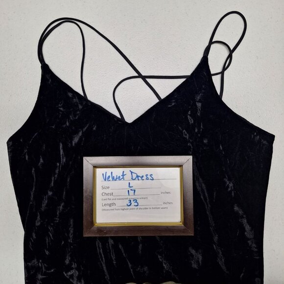 Evelyn Blue Velvet Dress Spaghetti Strap Slip Juniors Large‎ Black Y2K Formal - Picture 7 of 11